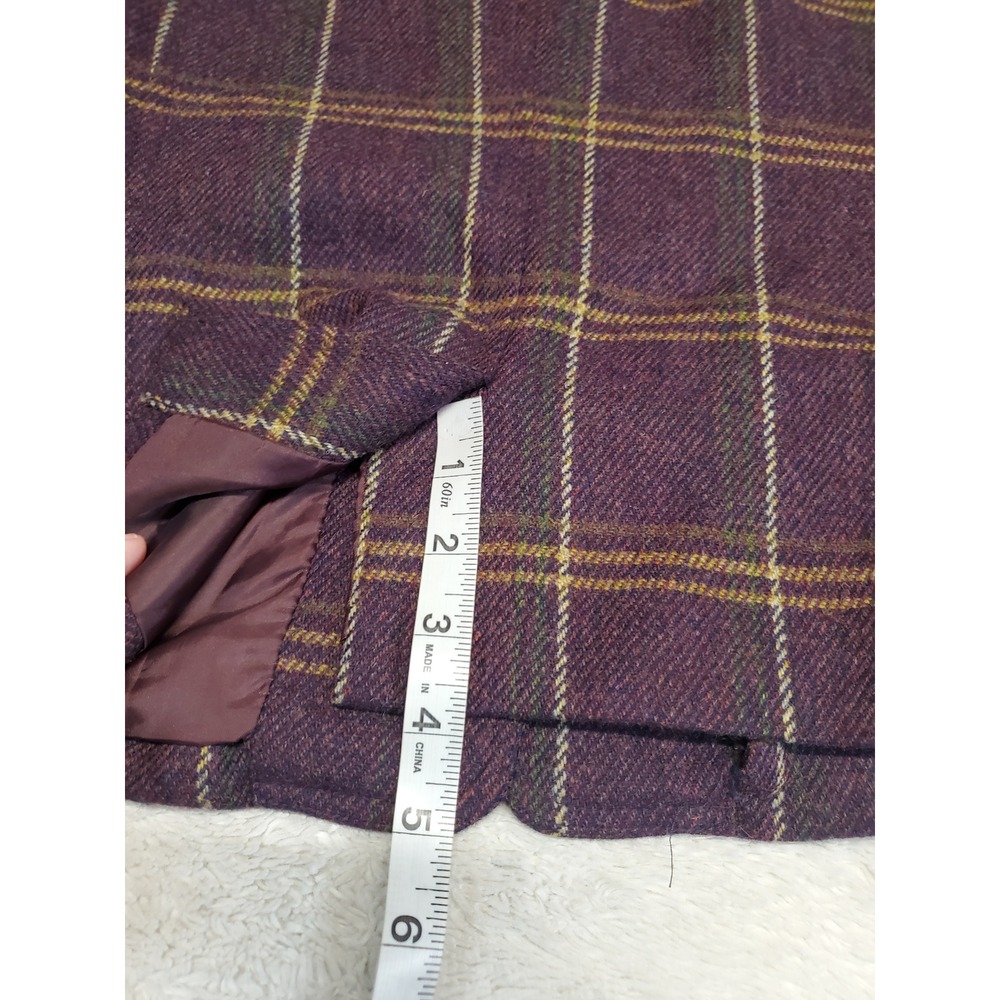 Talbots Purple Wine Plaid Wool Blazer Women 12 Academia Twee Office Classic - Picture 9 of 11